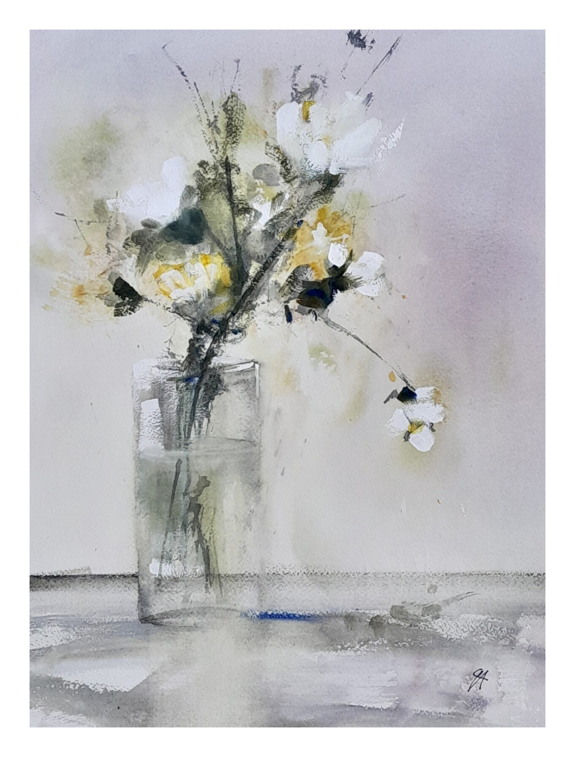 white flowers painting